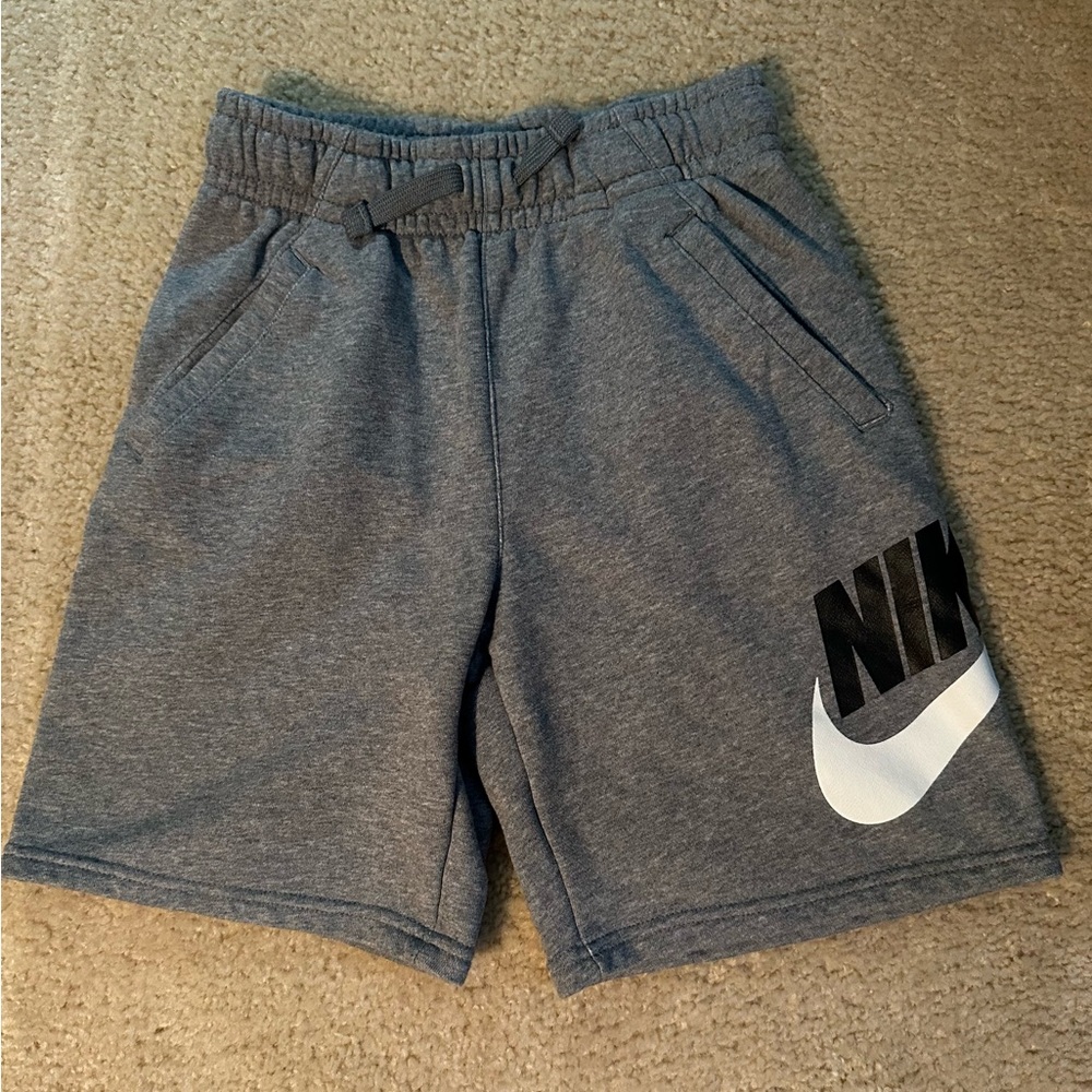 Nike Boys Charcoal Gray Logo Sweat Shorts